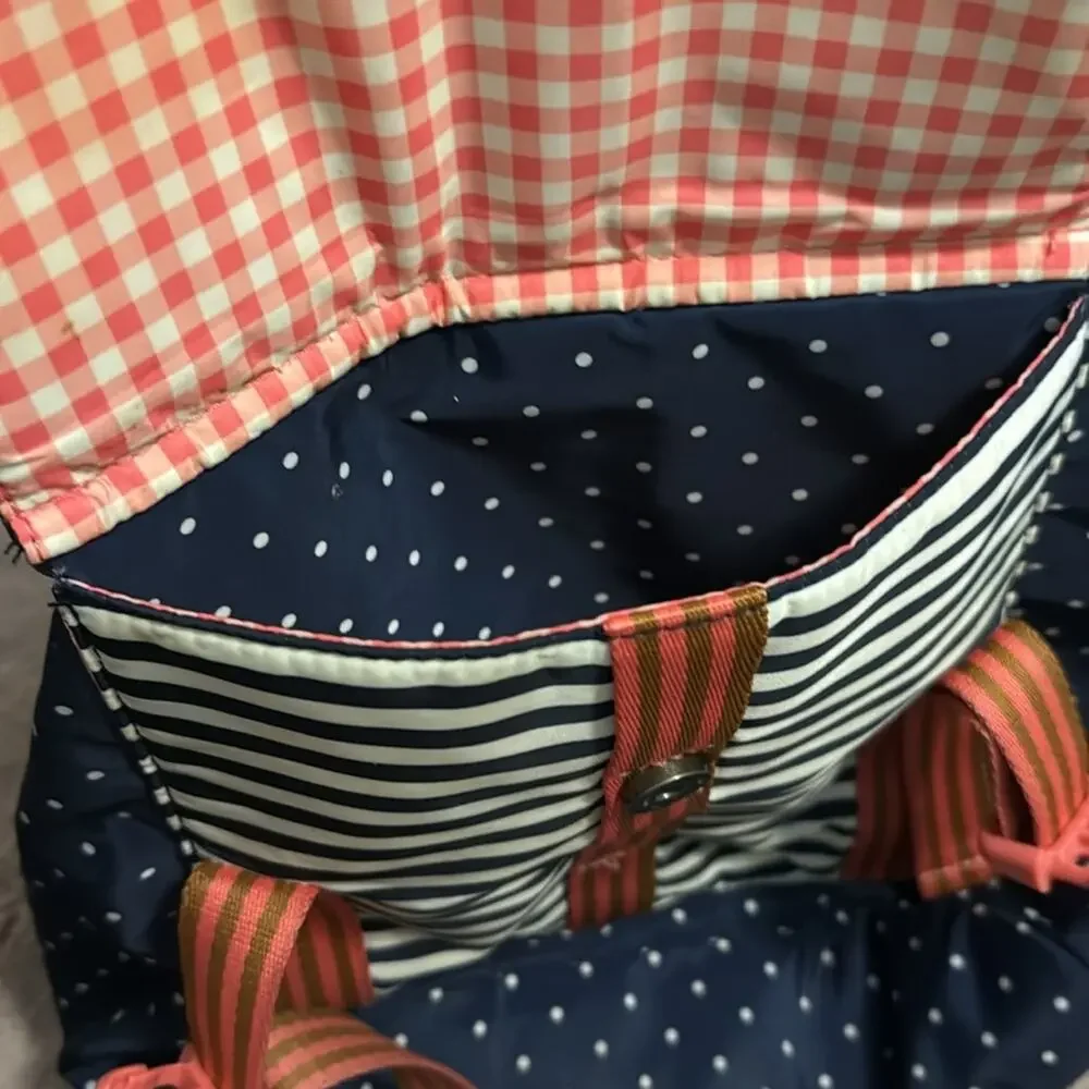 Matilda Jane 435 Backpack Navy Blue Polka Dot Striped